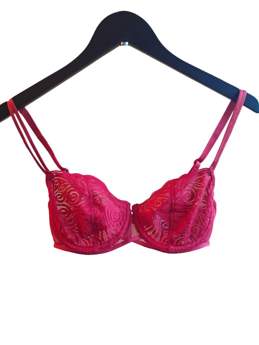 Chantelle Pyramide Lace Unlined Underwire Demi Bra Poppy Red 32D